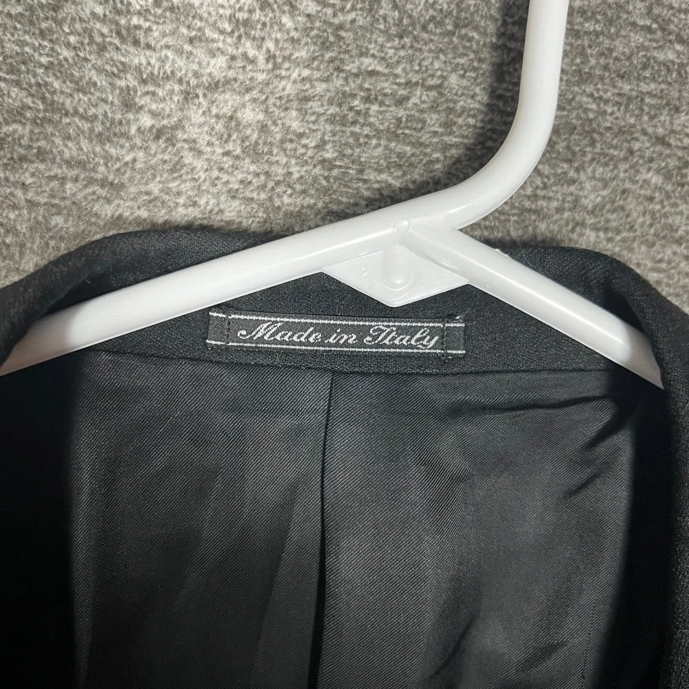 Ermenegildo Zegna Black Double Breasted Wool‎ Blazer Overcoat Italy Peak Lapel